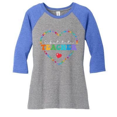 Cute Substitute Teacher Appreciati To School Gift Women's Tri-Blend 3/4-Sleeve Raglan Shirt