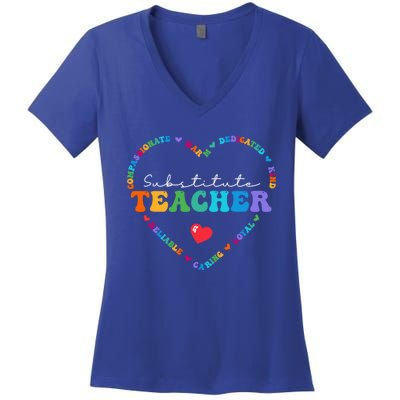 Cute Substitute Teacher Appreciati To School Gift Women's V-Neck T-Shirt