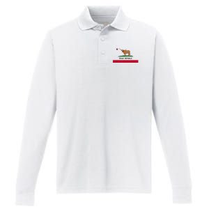 California Style Texas State Flag Performance Long Sleeve Polo