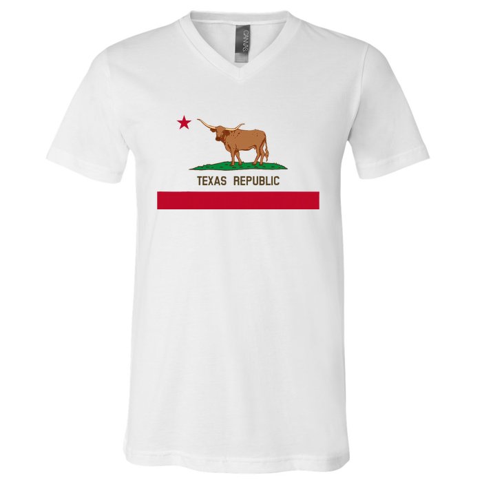 California Style Texas State Flag V-Neck T-Shirt