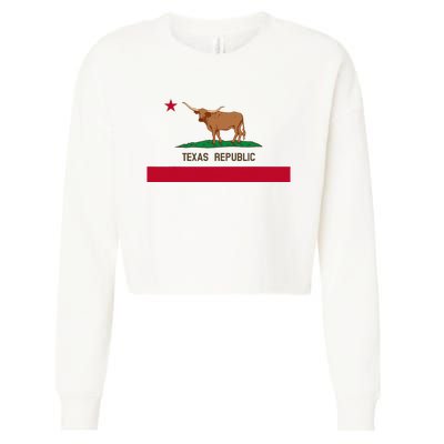 California Style Texas State Flag Cropped Pullover Crew