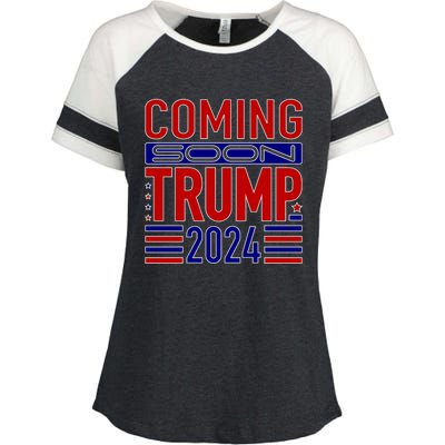 Coming Soon Trump 2024 Enza Ladies Jersey Colorblock Tee