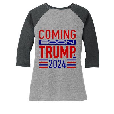 Coming Soon Trump 2024 Women's Tri-Blend 3/4-Sleeve Raglan Shirt