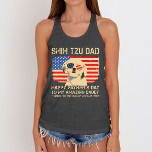 CREAM Shih Tzu Dad Happy Fathers Day To My Amazing Daddy Dog Women's Knotted Racerback Tank