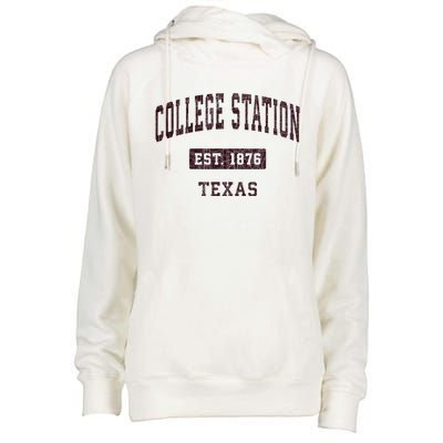 College Station Texas Tx Vintage Athletic Red Sports Design Womens Funnel Neck Pullover Hood