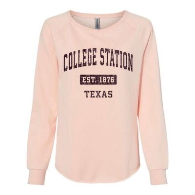 College Station Texas Tx Vintage Athletic Red Sports Design Womens California Wash Sweatshirt