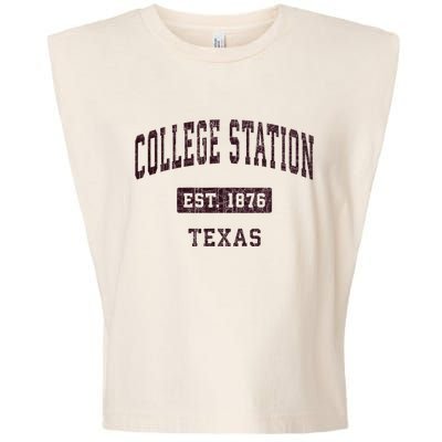 College Station Texas Tx Vintage Athletic Red Sports Design Garment-Dyed Women's Muscle Tee