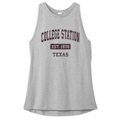 College Station Texas Tx Vintage Athletic Red Sports Design Ladies PosiCharge Tri-Blend Wicking Tank