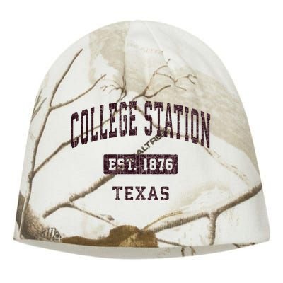 College Station Texas Tx Vintage Athletic Red Sports Design Kati - Camo Knit Beanie