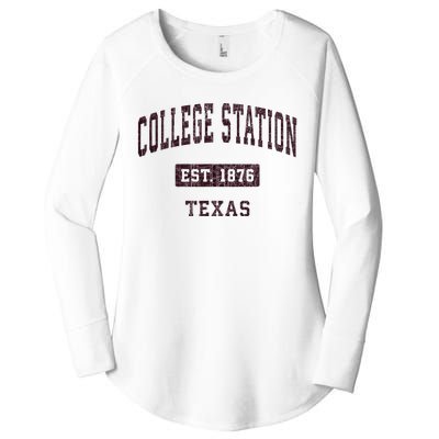 College Station Texas Tx Vintage Athletic Red Sports Design Women's Perfect Tri Tunic Long Sleeve Shirt