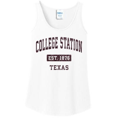 College Station Texas Tx Vintage Athletic Red Sports Design Ladies Essential Tank