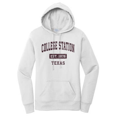 College Station Texas Tx Vintage Athletic Red Sports Design Women's Pullover Hoodie