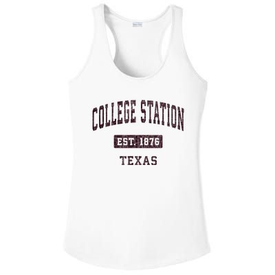 College Station Texas Tx Vintage Athletic Red Sports Design Ladies PosiCharge Competitor Racerback Tank