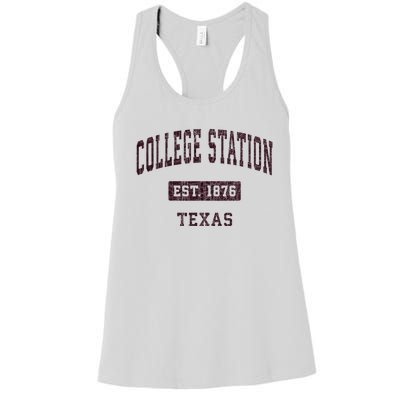 College Station Texas Tx Vintage Athletic Red Sports Design Women's Racerback Tank