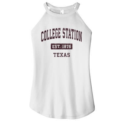 College Station Texas Tx Vintage Athletic Red Sports Design Women's Perfect Tri Rocker Tank