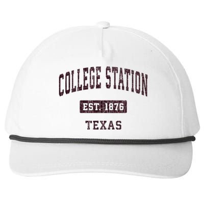 College Station Texas Tx Vintage Athletic Red Sports Design Snapback Five-Panel Rope Hat