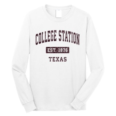 College Station Texas Tx Vintage Athletic Sports Design Long Sleeve Shirt