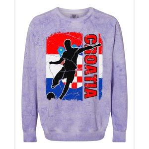 Croatia Soccer Team Croatian Flag Jersey Football Fans Colorblast Crewneck Sweatshirt