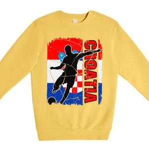 Croatia Soccer Team Croatian Flag Jersey Football Fans Premium Crewneck Sweatshirt