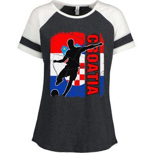 Croatia Soccer Team Croatian Flag Jersey Football Fans Enza Ladies Jersey Colorblock Tee