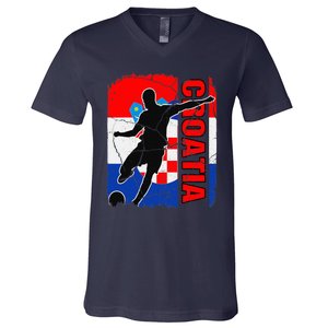 Croatia Soccer Team Croatian Flag Jersey Football Fans V-Neck T-Shirt