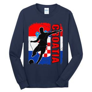 Croatia Soccer Team Croatian Flag Jersey Football Fans Tall Long Sleeve T-Shirt