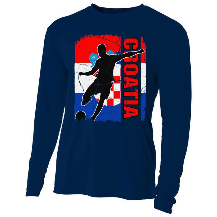 Croatia Soccer Team Croatian Flag Jersey Football Fans Cooling Performance Long Sleeve Crew