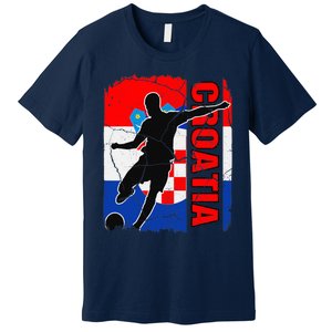 Croatia Soccer Team Croatian Flag Jersey Football Fans Premium T-Shirt