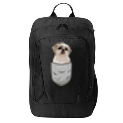 Cute Shih Tzu Chrysanthemum Sits In The Chest Pocket Pocket City Backpack