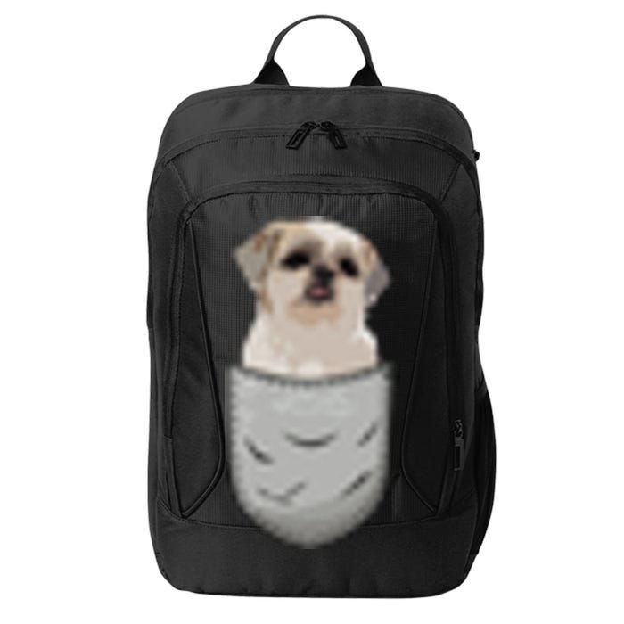 Cute Shih Tzu Chrysanthemum Sits In The Chest Pocket Pocket City Backpack