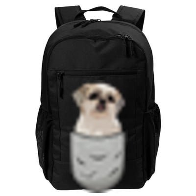 Cute Shih Tzu Chrysanthemum Sits In The Chest Pocket Pocket Daily Commute Backpack