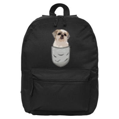 Cute Shih Tzu Chrysanthemum Sits In The Chest Pocket Pocket 16 in Basic Backpack