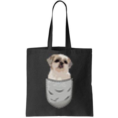 Cute Shih Tzu Chrysanthemum Sits In The Chest Pocket Pocket Tote Bag