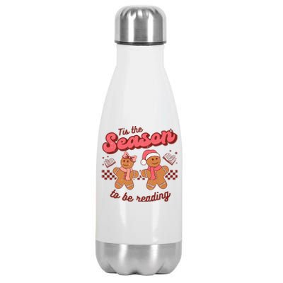 Christmas School Teacher Retro Librarian Groovy Xmas Books  Stainless Steel Insulated Water Bottle