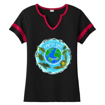 Cute Sea Turtles Earth Day Everyday Environmentalists Ladies Halftime Notch Neck Tee