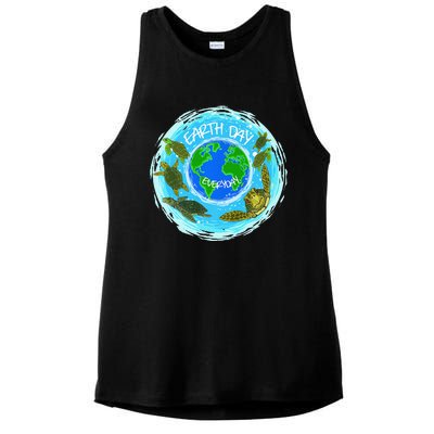 Cute Sea Turtles Earth Day Everyday Environmentalists Ladies PosiCharge Tri-Blend Wicking Tank