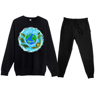 Cute Sea Turtles Earth Day Everyday Environmentalists Premium Crewneck Sweatsuit Set