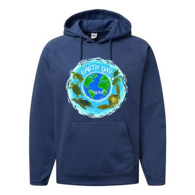 Cute Sea Turtles Earth Day Everyday Environmentalists Performance Fleece Hoodie