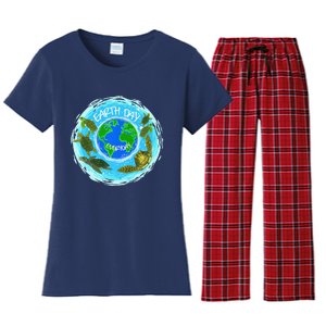 Cute Sea Turtles Earth Day Everyday Environmentalists Women's Flannel Pajama Set