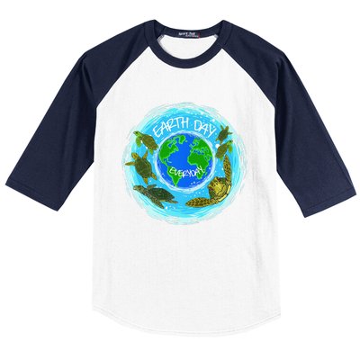 Cute Sea Turtles Earth Day Everyday Environmentalists Baseball Sleeve Shirt