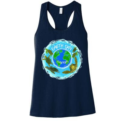 Cute Sea Turtles Earth Day Everyday Environmentalists Women's Racerback Tank