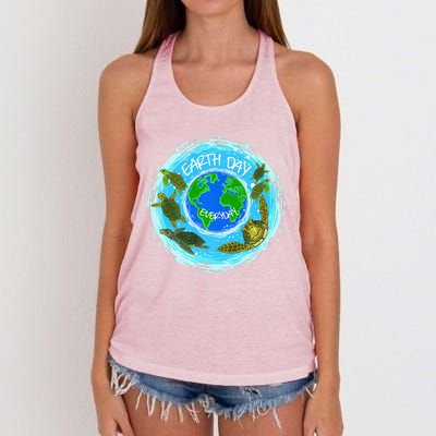 Cute Sea Turtles Earth Day Everyday Environmentalists Women's Knotted Racerback Tank