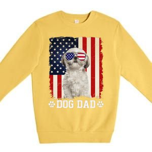 Cool Shih Tzu Dog Dad American Flag FatherS Day Premium Crewneck Sweatshirt