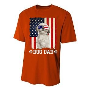 Cool Shih Tzu Dog Dad American Flag FatherS Day Performance Sprint T-Shirt