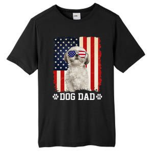 Cool Shih Tzu Dog Dad American Flag FatherS Day Tall Fusion ChromaSoft Performance T-Shirt