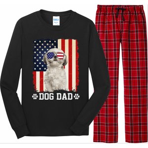 Cool Shih Tzu Dog Dad American Flag FatherS Day Long Sleeve Pajama Set