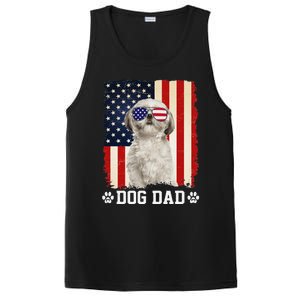 Cool Shih Tzu Dog Dad American Flag FatherS Day PosiCharge Competitor Tank