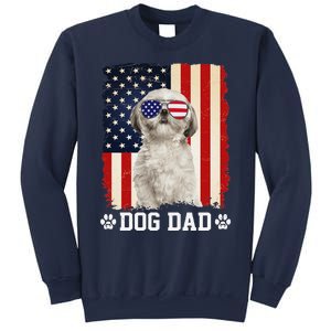 Cool Shih Tzu Dog Dad American Flag FatherS Day Sweatshirt