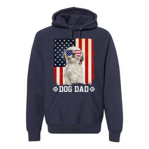 Cool Shih Tzu Dog Dad American Flag FatherS Day Premium Hoodie