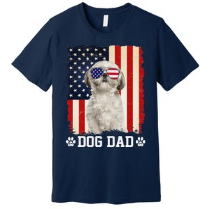 Cool Shih Tzu Dog Dad American Flag FatherS Day Premium T-Shirt